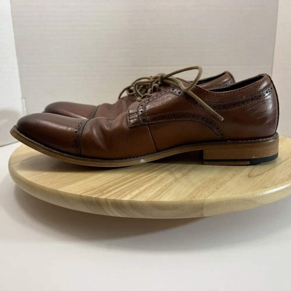 Stacy Adams Dickinson Cap Toe Oxford Cognac Leather Men's Size 9 M 25066-221